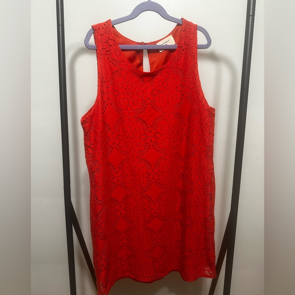 Everly Vibrant Red Lace Mini Dress